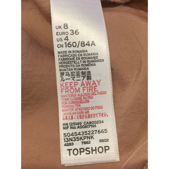 TOPSHOP Size 4 Boho Peach 3/4 Sleeve Ruffle Blouse Shirt EUC - Picture 7 of 8